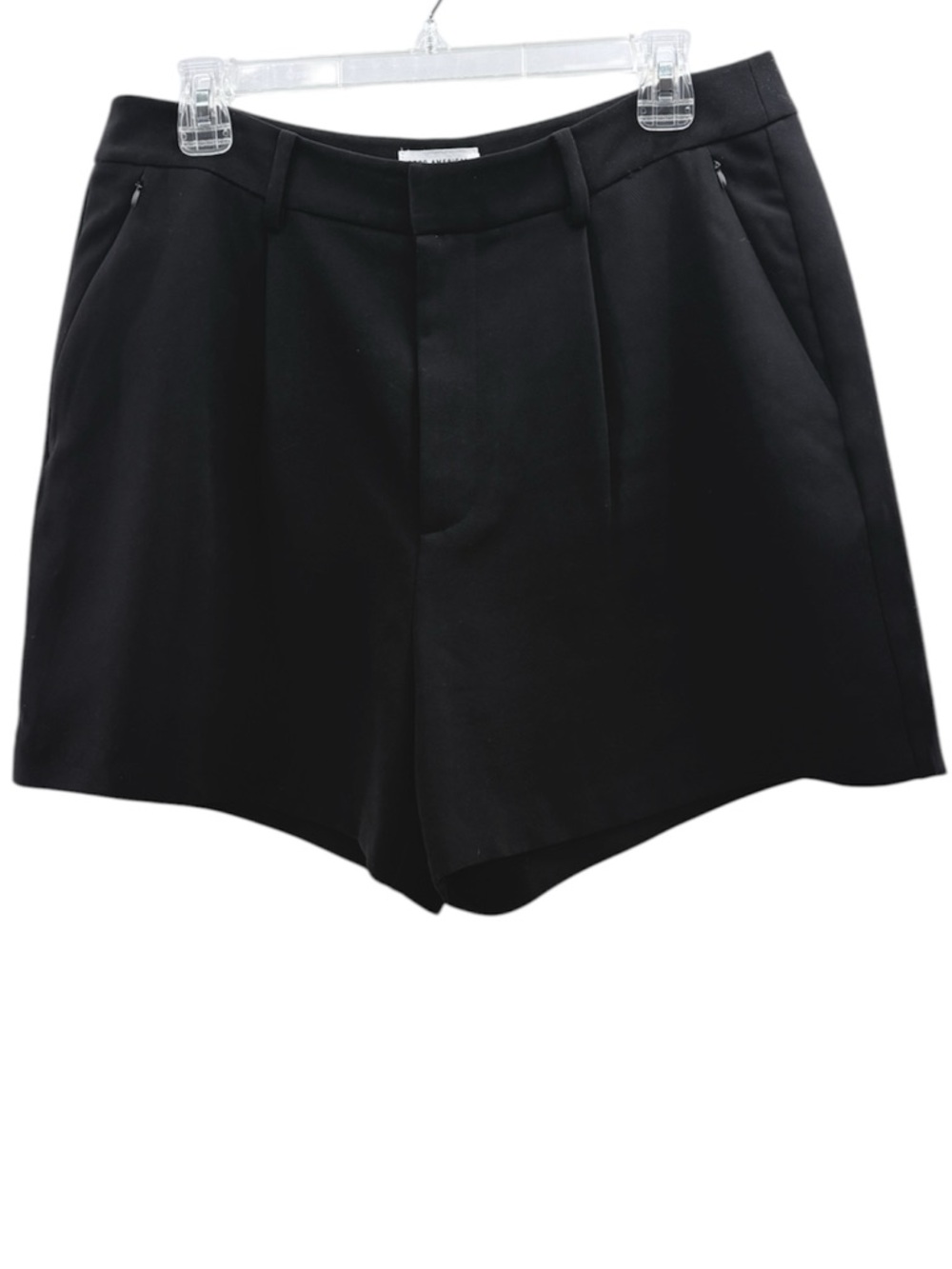 Good American Black Tailored Luxe Suiting High-Waist Pleated Shorts, Size 10 - Picture 2 of 9
